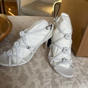 Chanel White Strappy Women's Heels
